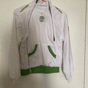 white rain jacket